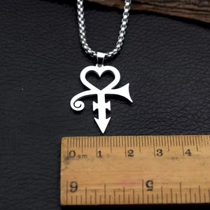 Moda de acero inoxidable Corazón de amor Príncipe símbolo colgante collar gótico joyería cantante artista Príncipe regalos - Product Image 5
