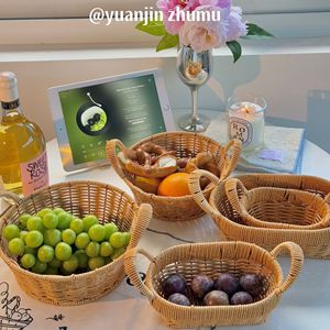 Yuanjin Rattan Fruit <b>Basket</b> Oval <b>Large</b> Size With Handle For Kitchen Living Room <b>Storage</b> - Product Image 4