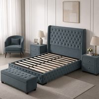 Cadre de lit moderne rembourré avec système de levage à gaz et rangement |   Lit ottoman en tissu |   Lit relevable hydraulique pour meubles de chambre à coucher OEM ODM