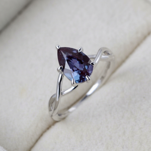 Color Change <b>Alexandrite</b> <b>Ring</b> For Women, Solid Silver, Pear Shaped <b>Alexandrite</b> <b>Engagement</b> <b>Ring</b> June Birthstone <b>Ring</b> for Her - Product Image 1