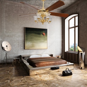 Lustre classique moderne super silencieux avec source de lumière LED à 5 lames moteur à courant continu pour ventilateur de plafond de salon - Product Image 6