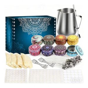 Kits de fabrication de bougies esthétiques avec emballage en pot, récipient blanc haut de gamme avec couvercle, cire de soja personnalisée, aromathérapie, boutique, cadeau de mariage, présentoir - Product Image 5