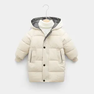 EW-abrigo largo de algodón con capucha para niños, chaqueta impermeable de color sólido para Otoño e Invierno