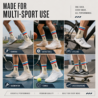 Chaussettes de sport en coton jacquard avec logo, design rayé personnalisé, chaussettes de course respirantes, chaussettes de sport athlétiques