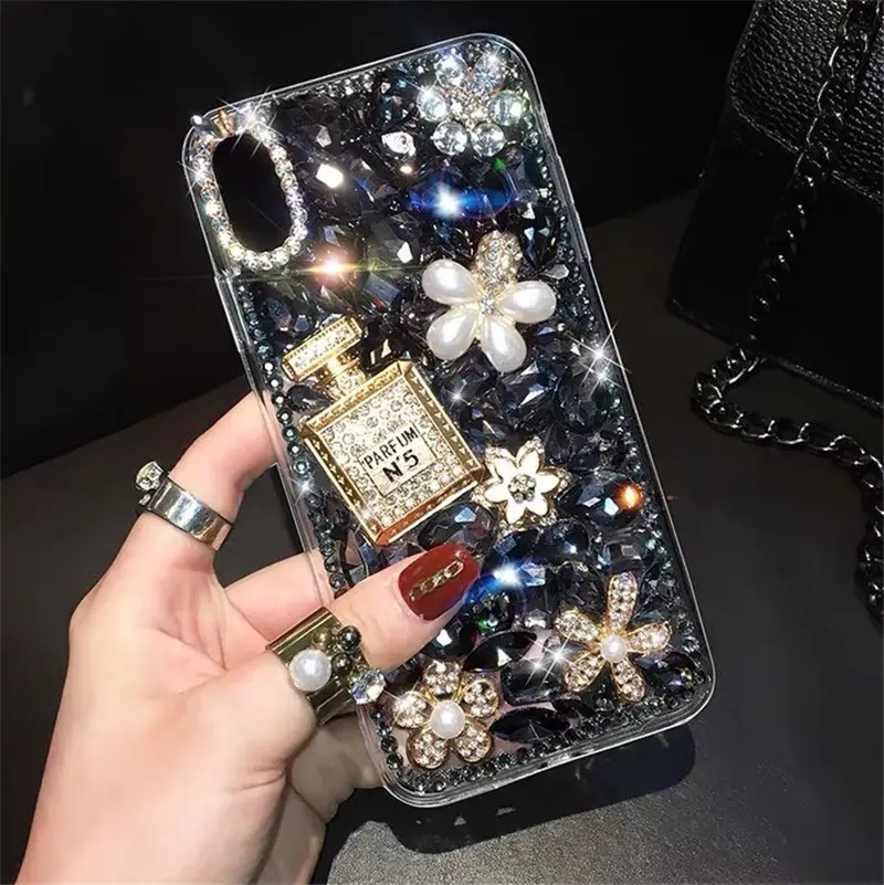 Schlussverkauf für iPhone 14 Hülle modisch luxus Designer Marke Bling Glitter glänzend Diamant Hülle für iPhone 14 Parfümhülle