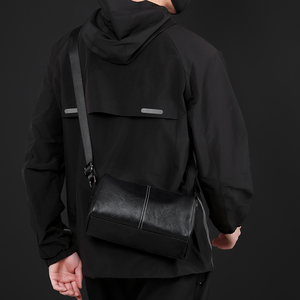 Sac de messager diagonal de grande capacité de Style d'affaires pour hommes Design simple avec accessoire de tenue quotidienne à la mode en tissu PU - Product Image 6
