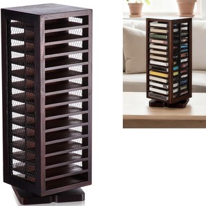 Retro country style wooden cassette tape rack, wooden <b>record</b> rack, rotating storage rack, cassette tape desktop display <b>stand</b> - Product Image 1