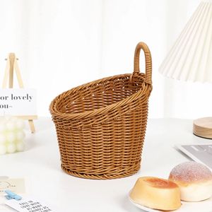 Plastic PP Rattan-Style Retro Vintage Kitchen Ginger Garlic <strong>Storage</strong> <strong>Basket</strong> <strong>Wall</strong>-Mounted Portable Hanging <strong>Basket</strong> - Product Image 4
