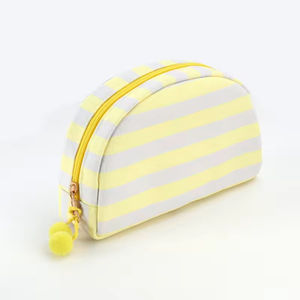 Organizzatore di vendita calda della fabbrica borsa per il trucco all'ingrosso regalo di nozze a righe borsa da toilette ricamata borsa cosmetica di tela - Product Image 6