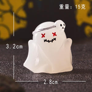 Wholesale Halloween Micro-Landscape Resin Keychain Cross-Border Luminous Pumpkins Stones <b>Car</b> Central Control Handmade Carved - Product Image 2