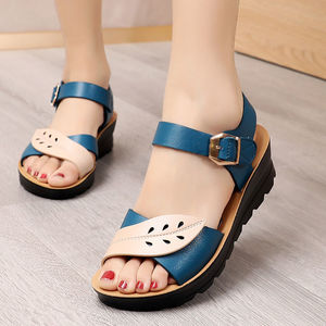 <span class=keywords><strong>Sandalias</strong></span> de Verano para <span class=keywords><strong>Mujer</strong></span>, Planas de PU con Colores Mezclados, <span class=keywords><strong>Sandalias</strong></span> de Piel Suave, Zapatos Cómodos para Mamá - Product Image 3