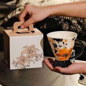 Vintage Ceramic Mug High Foot Cup High Grade Office Coffee Cup Festival Gift Advanced Sense Water Cup - Product Image 3