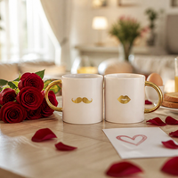 Ensemble de tasses à café en céramique Mr et Mme, cadeau de la Saint-Valentin pour couple, 11 oz, logo personnalisé en gros pour anniversaire de mariage