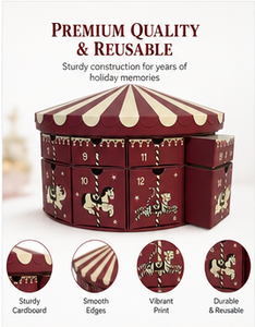 Custom Carousel Shaped Advent Calendar <b>Box</b> with Drawers Rigid Cardboard <b>Christmas</b> Mystery Packaging for Luxury <b>Gift</b> <b>Box</b> - Product Image 5