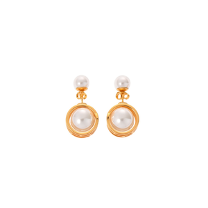 Pendientes de Perlas de Acero Inoxidable 316L con Baño de Oro PVD, Joyería Sostenible y Resistente para Mujer - Product Image 2
