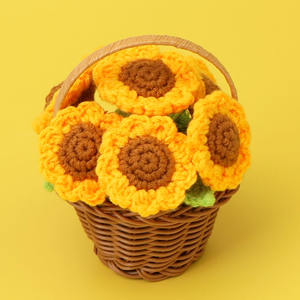 <span class=keywords><strong>Prezzo</strong></span> all'ingrosso di alta qualità uncinetto di <span class=keywords><strong>girasole</strong></span> vaso di fiori fatti a mano Crochet fiori in vaso per la laurea anniversario di compleanno - Product Image 2