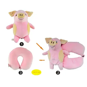 Custom Cute Animal Kids Transform Pillow Blanket Plush Toys 2 in 1 neck Travel Pillow