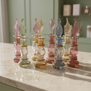 LW75 ZAHEREEN Flacon de parfum miniature en verre soufflé à la main, flacon égyptien souvenir pour huiles essentielles, attar et oud - Product Image 1