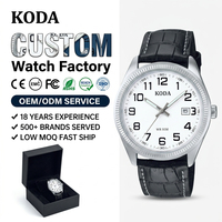 Montre à quartz pour homme, bracelet en cuir, cadran blanc, chiffres arabes noirs, montre étanche, fenêtre de date, analogique, classique, cadeau pour homme d'affaires