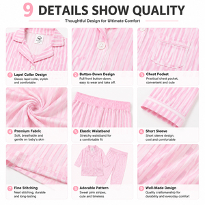 Conjunto de pijamas a juego para mamá y bebé, tela suave, pijamas a rayas, conjunto de pelele para mujer e infante - Product Image 2