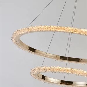Nuevo diseñador de cristal dorado de doble círculo LED de cristal Villa luces colgantes de lujo moderno candelabro de oro - Product Image 6