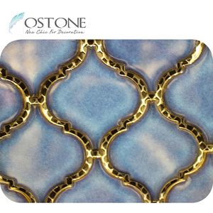 <strong>Discontinued</strong> High Gloss Blue Lantern <strong>Mosaic</strong> Ceramic <strong>Tiles</strong> Wall - Product Image 5