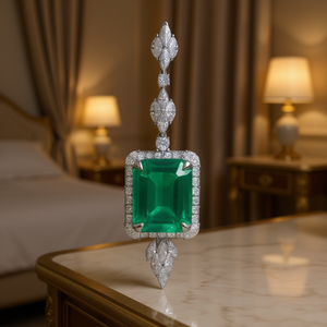 Colgante de diamante con corte esmeralda de platino con diamantes naturales certificados por GIA para mujer, estilo clásico de boda, piedra verde - Product Image 2