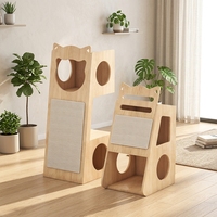 Maison pour chat moderne en bois massif, semi-fermée, avec lit pour chat, griffoir intégré, carton durable, 3 niveaux, pour toutes les saisons, vente en gros