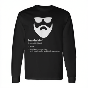 T-shirt à manches longues pour homme, avec motif de chef barbu, drôle, pour la cuisine - Product Image 2