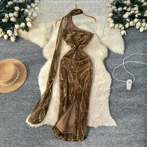 Robe <span class=keywords><strong>maxi</strong></span> décontractée élégante d'été pour femmes, robe sans manches à imprimé empire en maille - Product Image 4