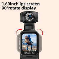 Caméra corporelle K28 5K avec microphone, 5K/15FPS, 4K/60FPS, 270° °   Objectif rotatif avec stabilisation EIS, support de microphone externe, clip/sangle