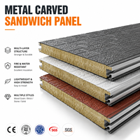 Panneau sandwich en métal sculpté, isolé en PU/EPS, panneau mural extérieur décoratif pour la construction de maisons préfabriquées