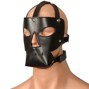 Sex Toys Men Restraint Headgear Couples Sexy Harness PU Leather Face Gear Adjustable Metal Buckles Halloween Party Masque <strong>Hood</strong>% - Product Image 3