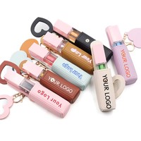 Vente chaude Fruit Saveur Lip Oil Lip Plump avec Sac Private Label Hydratant Lip Gloss Bag Set Porte-clés Avec Miroir De Maquillage