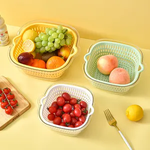 2024 nouvelle cuisine multifonctionnelle fruits et légumes nettoyage multifonctionnel panier de vidange en plastique avec poignée