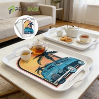 Plateaux de service rectangulaires en plastique blanc personnalisables et imprimables Prosub avec poignées, pour la table et la vaisselle, sublimation