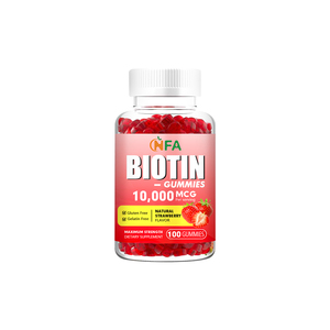 Gomitas de biotina de máxima resistencia, 10000mcg, sabor a fresa Natural, pelo más grueso, piel brillante, uñas más fuertes, gomitas - Product Image 1