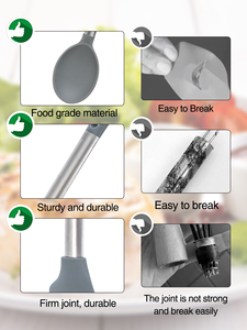 Juego de utensilios de cocina de silicona con mango de acero inoxidable, juego de espátulas, utensilios de cocina, herramientas y accesorios <span class=keywords><strong>para</strong></span> cocinar - Product Image 3