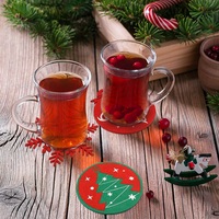 9 Pack Arbre de Noël Flocon de Neige Boissons Vin Tasse à Café Feutre Dessous de Verre Tasse Tapis Noël Vacances Sous-verres
