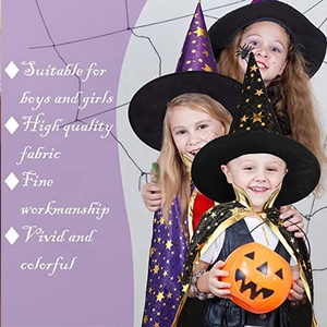 Costume d'Halloween pour enfants et adultes, cape à cinq étoiles pour garçon, costume de <span class=keywords><strong>petite</strong></span> sorcière pour mascarade - Product Image 2