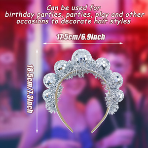 Diademas de Bola de <span class=keywords><strong>Discoteca</strong></span> Personalizadas al por Mayor, Accesorios para el Cabello con Espejos para Fiestas Retro de los 70, Despedidas de Soltera y Festivales, Venta al por Mayor - Product Image 2