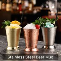 Tasse à Julep en acier inoxydable perlé, tasse à bière ou cocktail en métal poli, vaisselle de bar pour fêtes, vente en gros personnalisée OEM