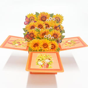 Vente en gros Instagram Pink 3D Flower Bouquet Creative Coated Paper Cartes de vœux - Product Image 3