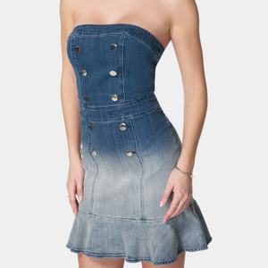 Robe Courte en Jean Sexy sans Bretelles Tendance OOTD Été 2025 pour Femme – Style Européen et Américain (OEM) - Product Image 2