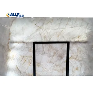Factory Directly Polished Transparent White Onyx Slabs for Wall Panel Onyx Marble Slabs