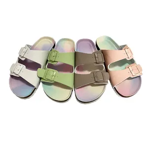 Factory Direct Supply Kurk Hout Slipper Verstelbare Riem Enkele Gesp Vrouwen Designer Slides Slippers