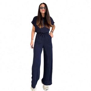 Combinaison <span class=keywords><strong>pantalon</strong></span> décontractée élégante à <span class=keywords><strong>taille</strong></span> <span class=keywords><strong>haute</strong></span> et à jambes larges - Product Image 2