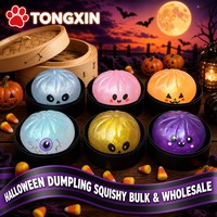 Squishy Halloween en forme de boulette, boîte mystère, jouet anti-stress à rebond lent, avec paillettes, vente en gros TONGXIN