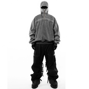 Sweat à capuche personnalisé en molleton 100% coton, effet délavé soleil et délavé à l'acide, avec fermeture éclair, effet vieilli et grammage lourd - Product Image 2