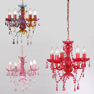 Đèn Treo Truyền Thống Kiểu Nến Nhỏ Đèn Chùm Phòng Ngủ Pha Lê Màu Hồng Acrylic Trang Trí Nhà Cổ Điển <span class=keywords><strong>5</strong></span> Cánh Giá Rẻ - Product Image 6